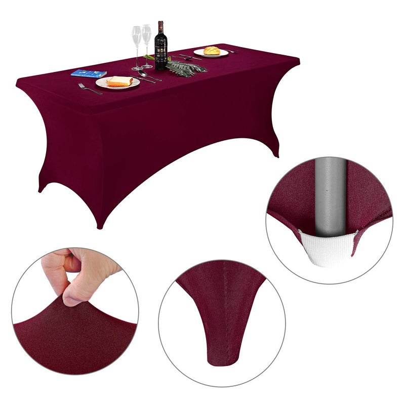 LZY Spandex Fitted Stretch Table Cover for 6 ft or 4ft or 8ft Folding Table, Rectangular Cocktail Tablecloth, Perfect for Party or Banquet - Image 3